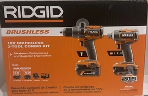 RIDGID R9208 18V Brushless 2-Tool Combo Kit Including Batteries & Charger - Picture 1 of 4