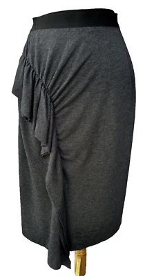 Jean Paul Gaultier Mujer - Falda Elástica Gris con Volantes Talla 8/F38 Foto 1 de 4