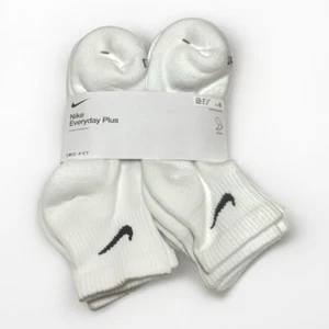 AUTHENTIC Nike Women's Everyday Plus Ankle Quarter Socks 6-PAIRS WHITE MEDIUM - Picture 1 of 6