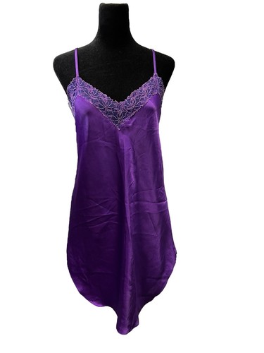 UNDERCOVER Camicia slip vintage oro etichetta Victoria's Secret abito da notte viola grande