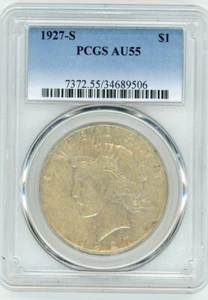 1927-S PEACE DOLLAR $1 AU 55 PCGS - Picture 1 of 4