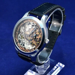 Alpina vintage movement. Souvenir skeleton wrist watch. Handmade dial - Picture 1 of 8