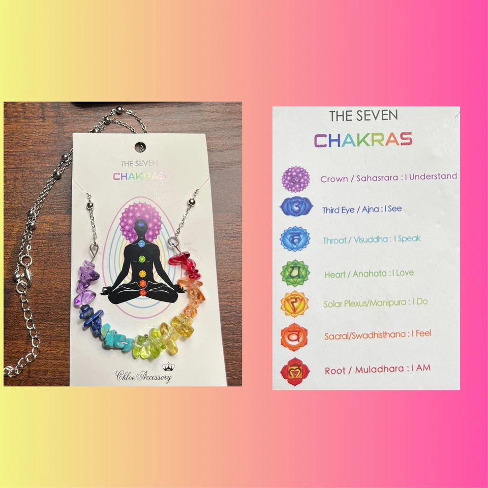 The Seven Chakras 银项链 18 英寸冥想治疗对齐新品 — 第 1/1 张图片