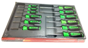 New Snap-on SGDXW120BG 12pc Soft Grip Combination Screwdriver set GREEN Sealed - Picture 1 of 5