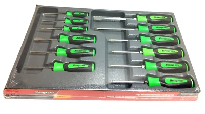New Snap-on SGDXW120BG 12pc Soft Grip Combination Screwdriver set GREEN Sealed - image 1 of 4