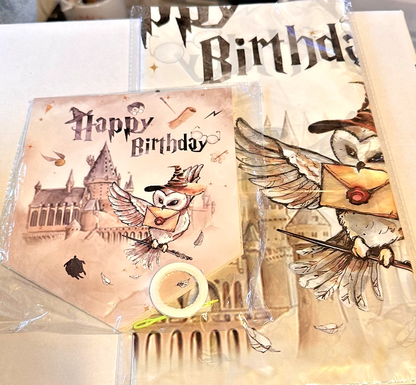 Harry Potter Hedwig Feliz Cumpleaños Banner y Mantel de Plástico Mago Foto 1 de 1