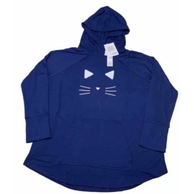 LuLaRoe 女式连帽衫 XL 码琥珀蓝色猫打底裤材料运动衫全新带标签 — 第 1/4 张图片