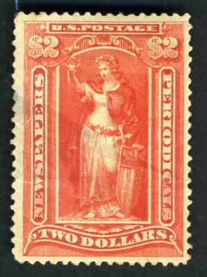 PR108 - 2 Dollar Newspaper Stamp Mint, Hinged, Small Perf Tear, CV $1100 - Image 1 of 2