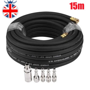 Rubber Air Compressor Hose Line 15m Metre 1/4" BSP 9.5mm Bore Auto Heavy Duty UK - Picture 1 of 11