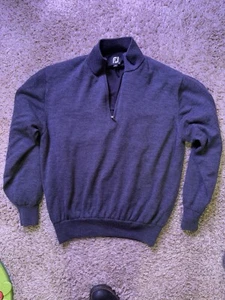 FootJoy FJ Mens Gray Sweater Wool Quarter Zip Lined Golf Pullover XL Plz Read - Picture 1 of 9