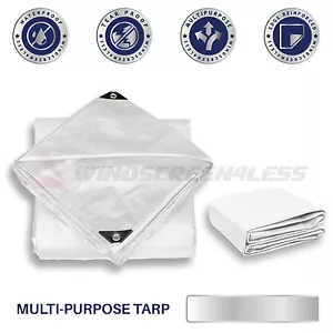 IFD White Super Heavy Duty Poly Tarp 10 Mil - Waterproof Canopy Cover Tarpaulin - Picture 1 of 15