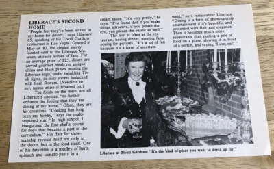 LIBERACE años 80 - recorte de artículo impreso vintage Foto 1 de 2