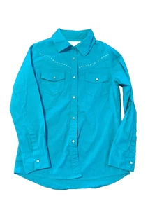 Camicia Shyanne bambina taglia M turchese glitter pietre preziose bottoni taglia media - Foto 1 di 5