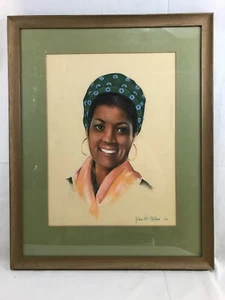 Nice Orig. 1977 signed John M. Callan Pastel Portrait Beautiful Caribbean Women - Picture 1 of 10