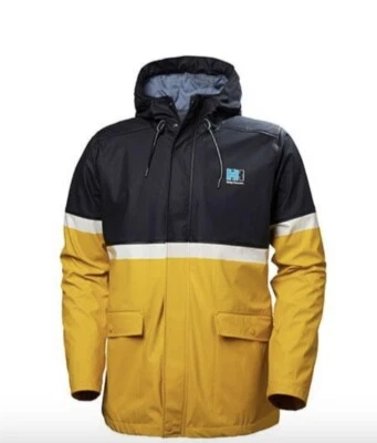 Chaqueta impermeable para lluvia Helly Hansen para hombre azul marino amarillo blanco talla grande Foto 1 de 4