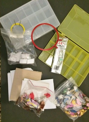 2 Floss Boxes,100 Bobbins,69 Floss,Magnetic Ruler,6"+3" Spring Hoops,Winder Etc - Image 1 of 4