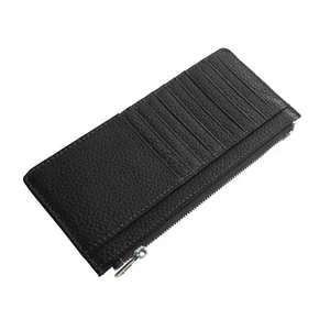 Genuine Leather Credit Card Wallets, High-capacity With Zipper (Black 1pcs) - Picture 1 of 56
