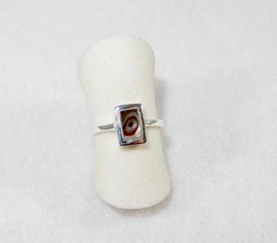 Abalone Shell Petite Rectangle Ring 925 Sterling Silver Size 4.75, 6.5, 8 - Image 1 of 4