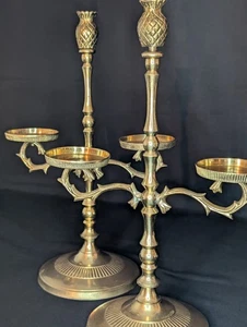 Paar Vintage Messing Ananas Kerzenleuchter 11,5" schwer Metall Kerzenhalter - Bild 1 von 10