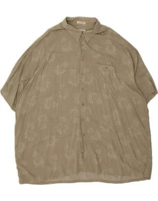 PIERRE CARDIN Mens Abstract Pattern Short Sleeve Shirt 4XL Khaki Rayon DJ77 - Image 1 of 3
