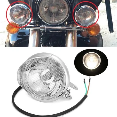 1x Fog Spot Headlight Amber Lamp For  Yamaha V Star XVS 250 650 950 1100 1300 - Image 1 of 4
