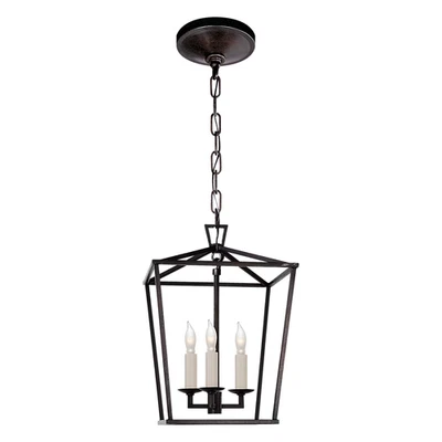 Visual Comfort Chapman & Myers DARLANA 10" Mini Lantern Pendant Light AGED IRON - Image 1 of 4