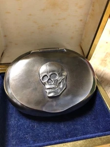 Rare 1910-20 Antique Skull Neighborhood Industrial Silver Cigarette Case - Picture 1 of 12