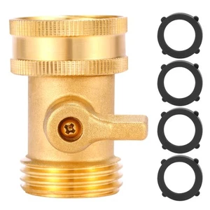 Water Hose Shut Off Valve, Heavy Duty 3/4 Inch Solid Brass Garden Hose Connector - Picture 1 of 6