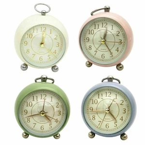 Non-ticking Silent Quartz Analog Retro Vintage Bedside Bell Alarm Clock With UK - Picture 1 of 15