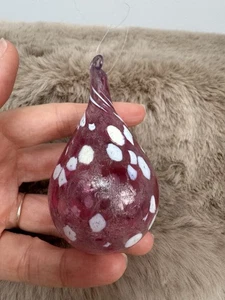 Hand Made Blown Bauble Pink White Teardrop Swirl Art Glass Christmas Decoration - Picture 1 of 9