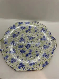 Asas de plato de pastel vintage Royal Albert porcelana azul pansy chintz - Imagen 1 de 16