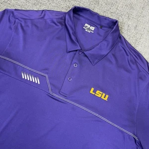 Polo Ping LSU Tigers Uomo XXL Viola Oro NCAA Performance Elasticizzata Golf - Foto 1 di 10