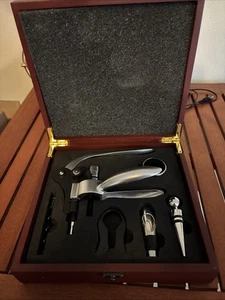 Wine Opener Accessories Set With Wooden Case - Picture 1 of 3