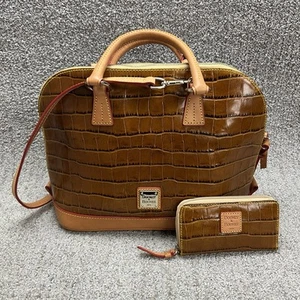 Dooney & Bourke Croc Cuero Repujado Cremallera Cúpula Cartera Manijas y Correa para el Hombro - Imagen 1 de 24