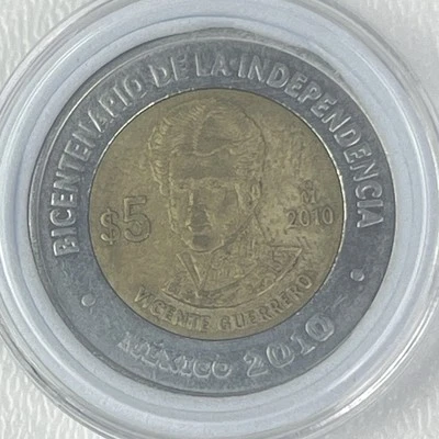 2010 Mexico Coins 5 Pesos Bimetallic Vicente Guerrero Bicentenario Revolucion - Image 1 of 4