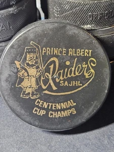 Prince Albert Raiders Centennial Cup Champs Game Used Puck - Picture 1 of 3