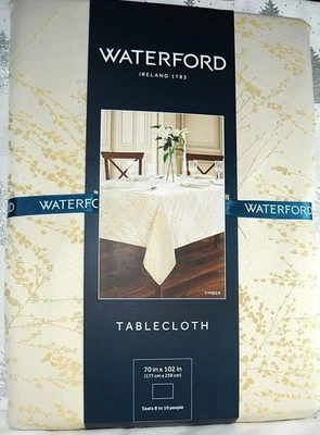 NEW SEALED WATERFORD Timber Gold Jacquard Christmas Holiday Tablecloth 70 X 102 - Image 1 of 2