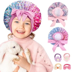 2 PCS Kids Silk BonnetKids Sleeping CapSatin Bonnet for Girls Baby Toddler Sc... - Picture 1 of 7