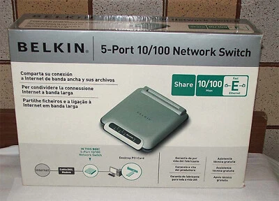 BELKIN 5-PORT  10/ 100 NETWORK SWITCH RETE RJ45 HUB ETHERNET NUOVO SIGILLATO - Immagine 1 di 4