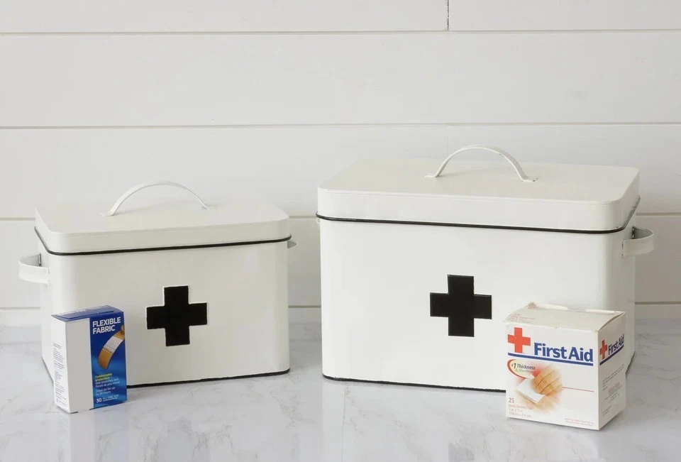 Audrey’s | Vintage Decorative Enameled Nesting First Aid Boxes | Swiss Cross - Image 1 of 1