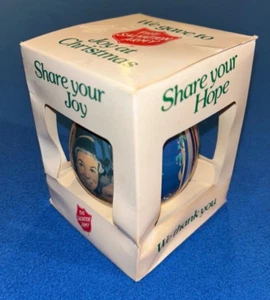 Salvation Army Satin Ball Christmas Ornament in Box 1988 Sharing is Caring - Picture 1 of 12