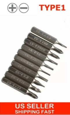 10pcs Screwdriver Micro Torx Bit Set Ph0,ph00,t4,t5,pz0,pz1,sl2,sl3,point Hex 4 - Image 1 of 4