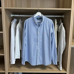 Ralph Lauren Mens Button-Up Shirt Size XXL Blue Striped Long-Sleeve Holiday - Picture 1 of 5