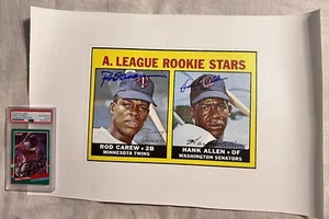 Rod Carew Hank Allen Signed Enlarged Canvas Rookie 1967 Topps - Picture 1 of 3