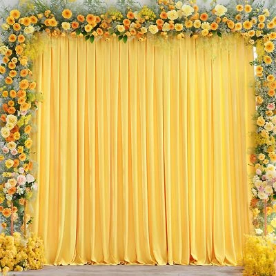 Yellow Backdrop Curtains for Parties 8ft x 10ft Polyester Wrinkle Free Photog... - Image 1 of 4