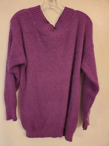 Damen Vintage Sostanaza Angora Wolle Pullover Lila Lang Schulterfrei Small - Bild 1 von 4