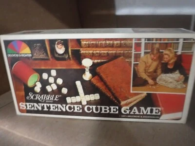 Vtg Scrabble Sentence Cube Game Wood Dice 1971 SelRight Selchow Righter Complete - Image 1 of 4
