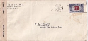 1944 New York, NY to Leopoldville, Belgian Congo Censored (Overrun (C6091) - Picture 1 of 2