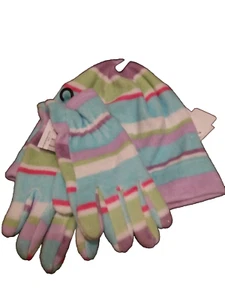 NUEVO CONJUNTO DE GUANTES SOMBRERO POLAR MULTI RAYAS NIÑOS CÁLIDO INVIERNO REGALO - NUEVO CON ETIQUETAS - Imagen 1 de 4