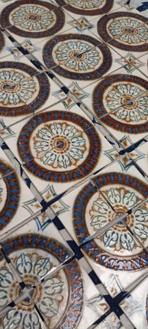 Lot of (4) 1880s Antique Art Nouveau Japanese Flower Porcelain Tiles Japan  RARE Cover